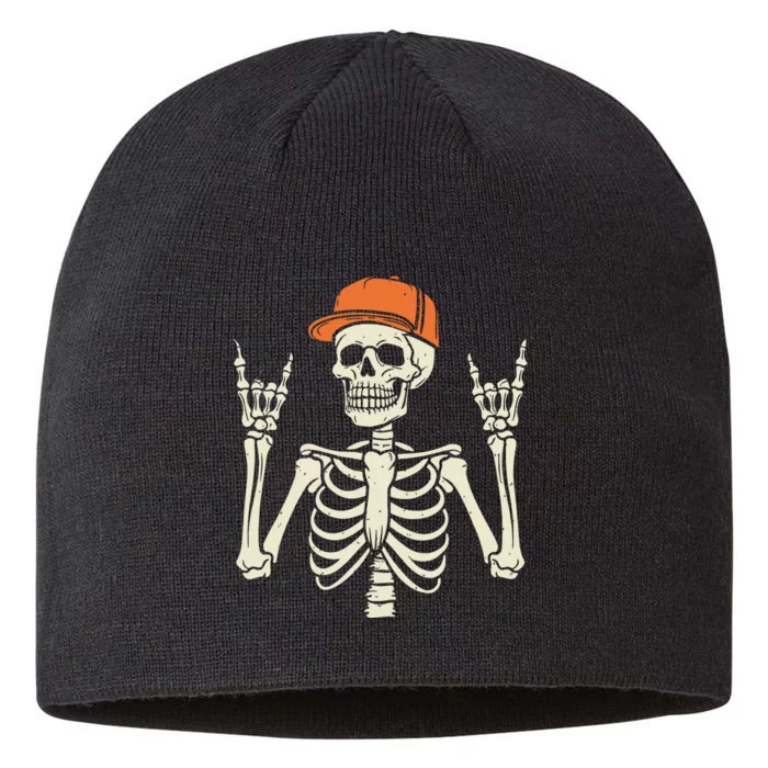 Rocker Skeleton Rock On Hand Halloween Skeleton 8 1/2in Sustainable Knit Beanie