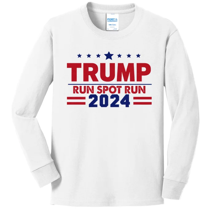 Run Spot Run Funny Donald Trump Debate Quote 2024 Kamala Kids Long Sleeve Shirt