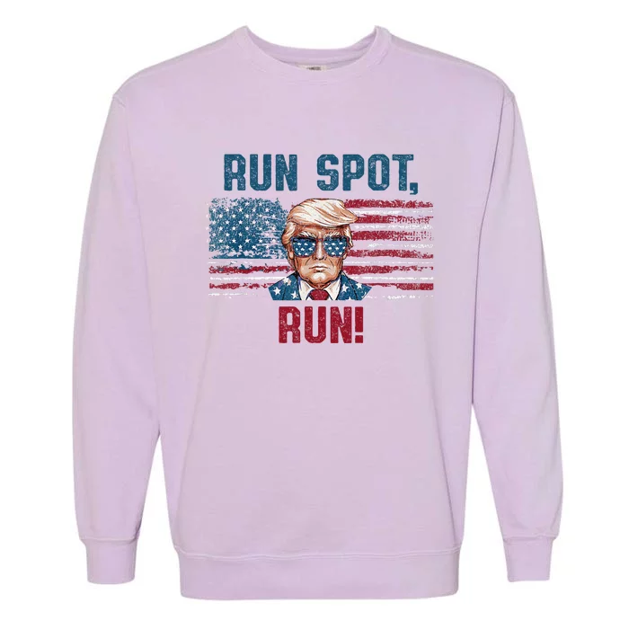 Run Spot Run Funny Donald Trump Debate Garment-Dyed Sweatshirt