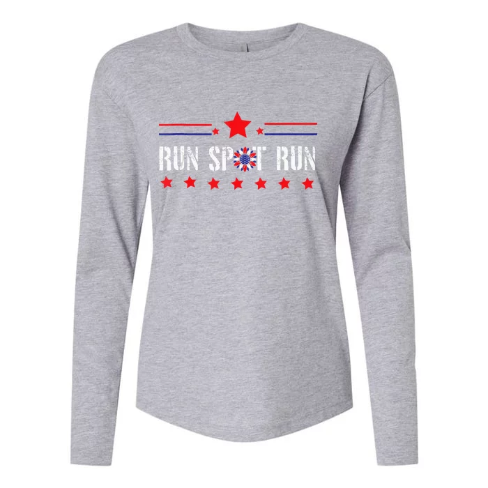 Run Spot Run Elections 2024 Democrat Republican Womens Cotton Relaxed Long Sleeve T-Shirt