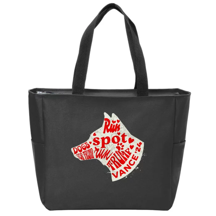 Run Spot Run Trump 2024 Dog Lovers Joke Zip Tote Bag