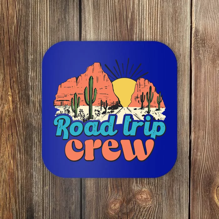 Retro Style Road Trip Crew Fun Dessert Cactus And Sunset Cool Gift Coaster