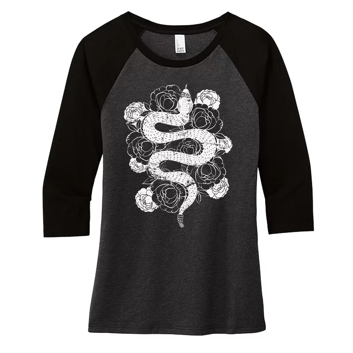 Rose Snake Women's Tri-Blend 3/4-Sleeve Raglan Shirt