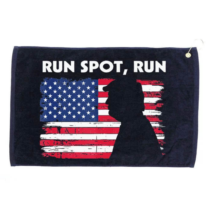 Run Spot Run Donald Trump Debate Quote 2024 Kamala Grommeted Golf Towel