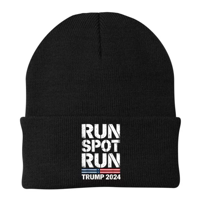 Run Spot Run Trump 2024 Debate Quote Funny Political Knit Cap Winter Beanie