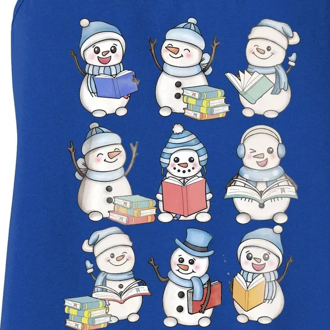 Retro Snow Reading Book Teacher Christmas Librarian Cute Gift Women's Racerback Tank