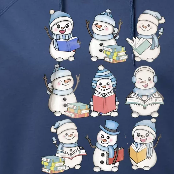 Retro Snow Reading Book Teacher Christmas Librarian Cute Gift Performance Fleece Hoodie