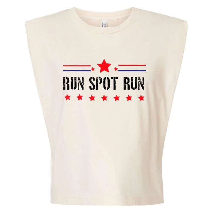 Run Spot Run Presidential Debate Harris Trump Garment-Dyed Women's Muscle Tee