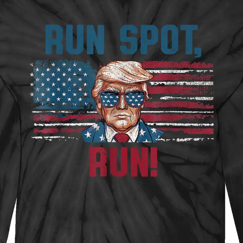 Run Spot Run Funny Donald Trump Debate Quote 2024 Kamala Tie-Dye Long Sleeve Shirt