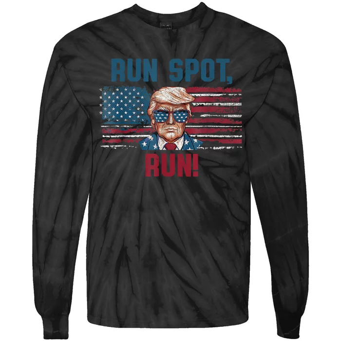 Run Spot Run Funny Donald Trump Debate Quote 2024 Kamala Tie-Dye Long Sleeve Shirt