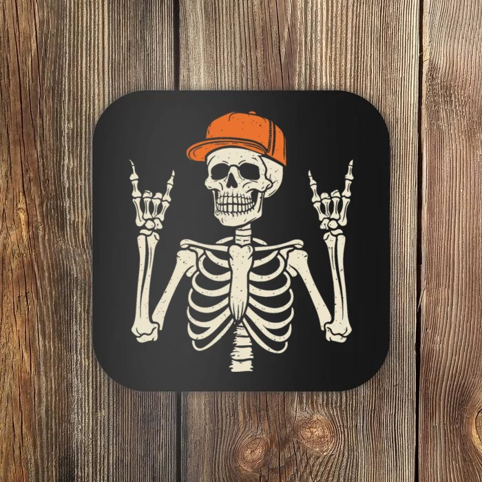 Rocker Skeleton Rock On Hand Halloween Skeleton Coaster