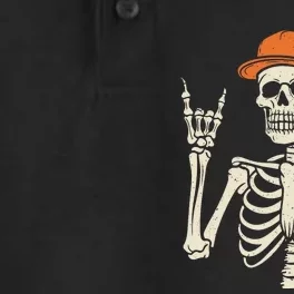 Rocker Skeleton Rock On Hand Halloween Skeleton Dry Zone Grid Performance Polo