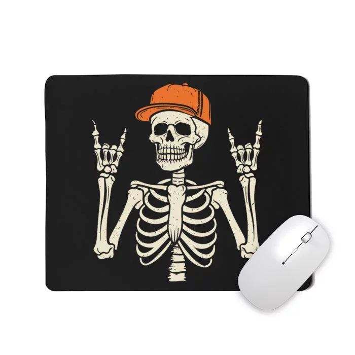 Rocker Skeleton Rock On Hand Halloween Skeleton Mousepad