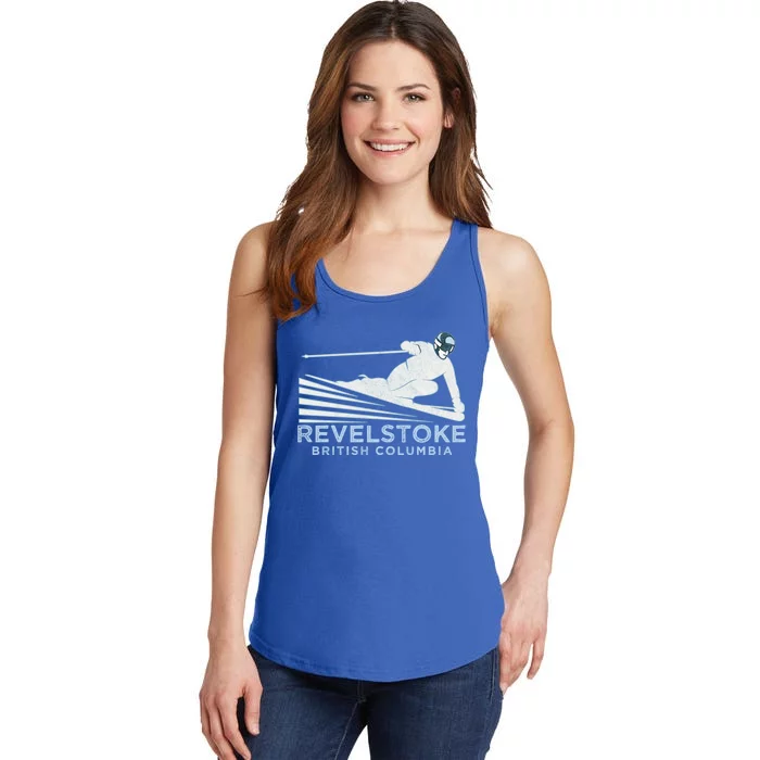 Retro Ski Revelstoke Bc Illustration Gift Vintage Snow Ski Gift Ladies Essential Tank