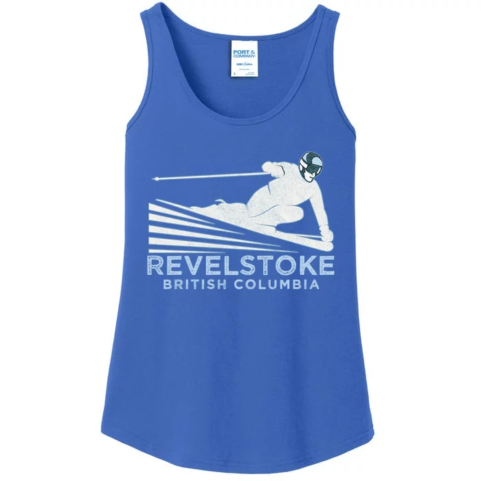 Retro Ski Revelstoke Bc Illustration Gift Vintage Snow Ski Gift Ladies Essential Tank