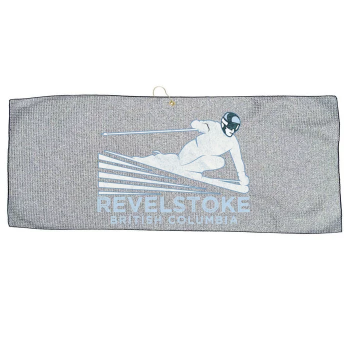 Retro Ski Revelstoke Bc Illustration Gift Vintage Snow Ski Gift Large Microfiber Waffle Golf Towel