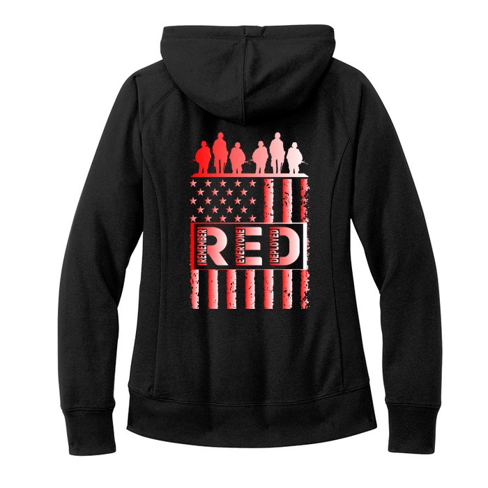 R.E.D. Soldiers Remember Everyone Deployed R.E.D. Friday Front & Back Women's Fleece Hoodie