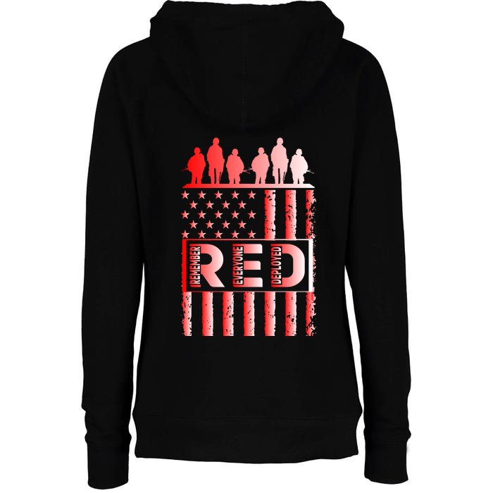 R.E.D. Soldiers Remember Everyone Deployed R.E.D. Friday Front & Back Womens Funnel Neck Pullover Hood