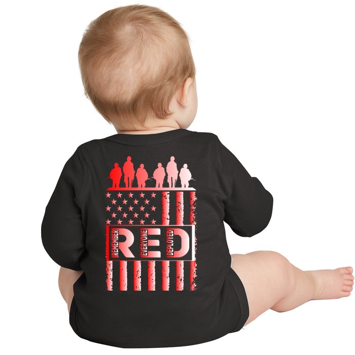 R.E.D. Soldiers Remember Everyone Deployed R.E.D. Friday Front & Back Baby Long Sleeve Bodysuit