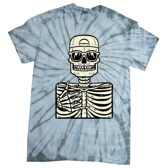 Rocker Skeleton Rock Cool Goth Halloween Tie-Dye T-Shirt