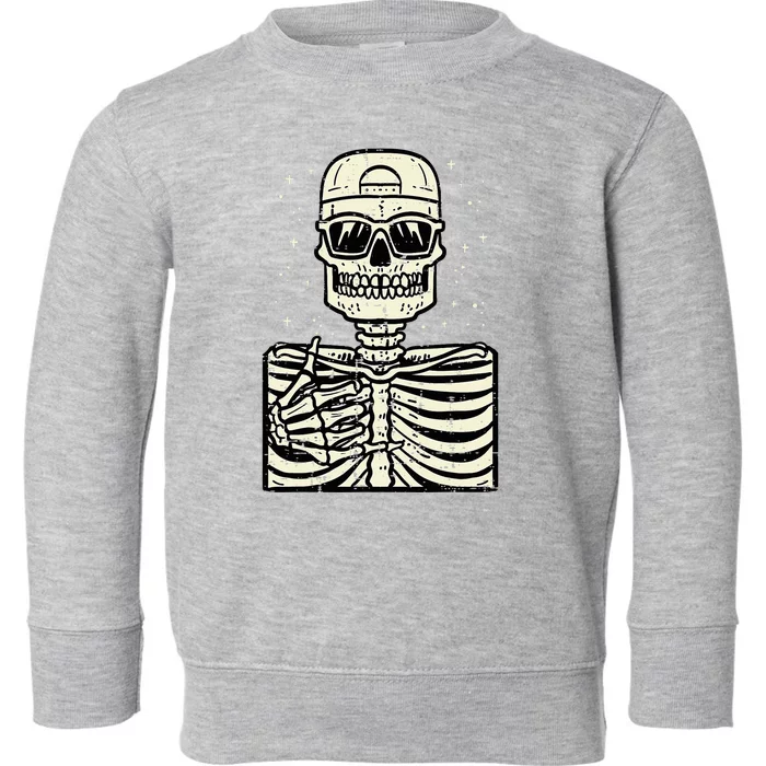 Rocker Skeleton Rock Cool Goth Halloween Toddler Sweatshirt