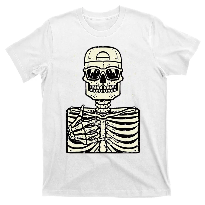 Rocker Skeleton Rock Cool Goth Halloween T-Shirt