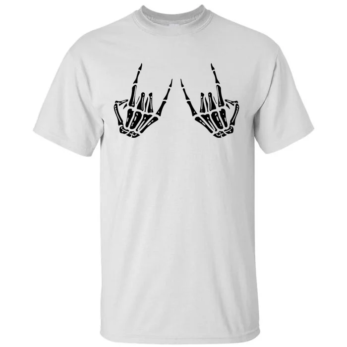 Rocker Skeleton Rock Hand On Skater Halloween Tall T-Shirt