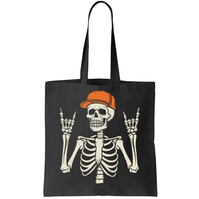 Rocker Skeleton Rock On Hand Halloween Skeleton Gift Tote Bag