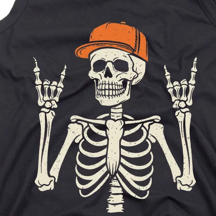 Rocker Skeleton Rock On Hand Halloween Skeleton Gift Tank Top