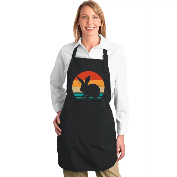 Rabbit Silhouette Retro Bunny Lover Pet Bunnies Owner Full-Length Apron With Pocket