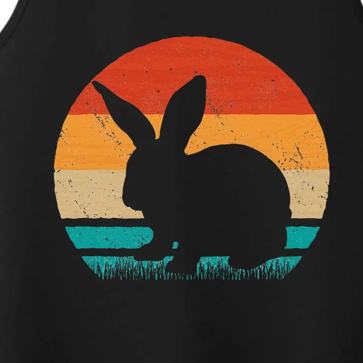 Rabbit Silhouette Retro Bunny Lover Pet Bunnies Owner Performance Tank