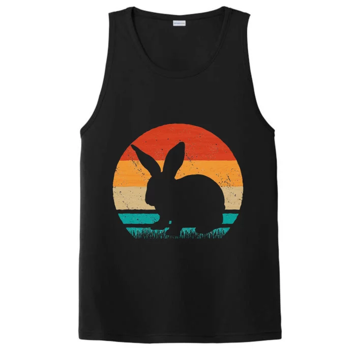 Rabbit Silhouette Retro Bunny Lover Pet Bunnies Owner Performance Tank