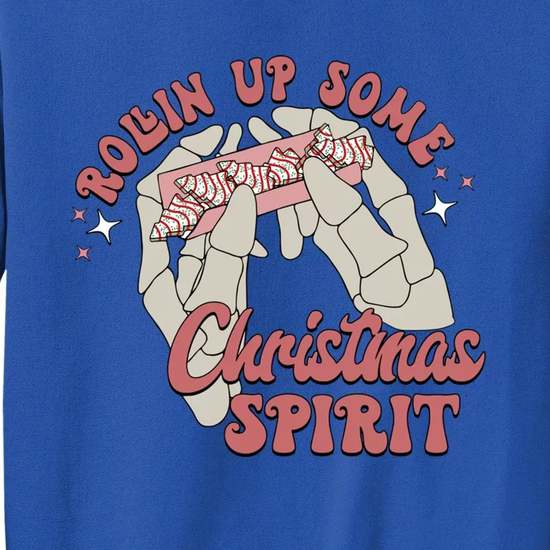 Retro Skeleton Rollin Up Christmas Spirit Funny Xmas Tree Gift Tall Sweatshirt