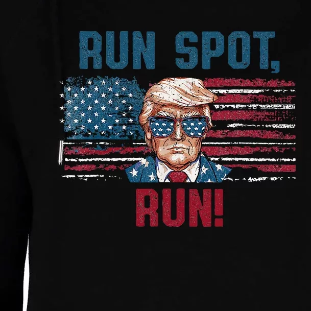 Run Spot Run Funny Donald Trump Debate Quote 2024 Kamala Womens Funnel Neck Pullover Hood