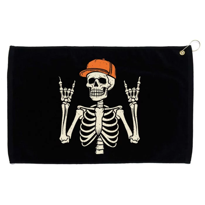 Rocker Skeleton Rock On Hand Halloween Skeleton Grommeted Golf Towel