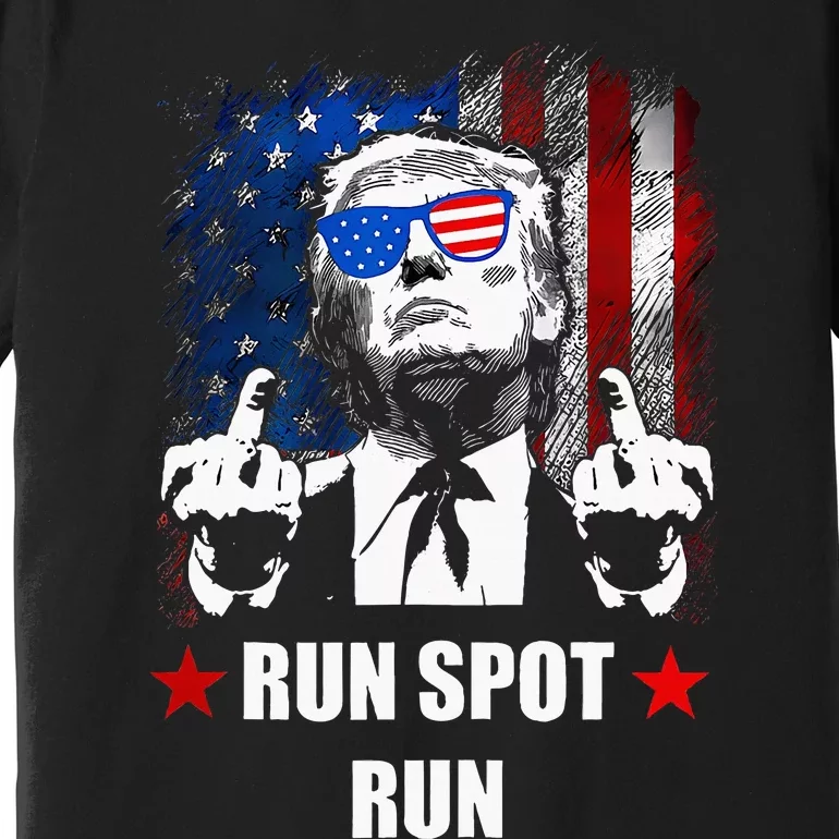 Run Spot Run Funny Political Trump 2024 American Flag Premium T-Shirt