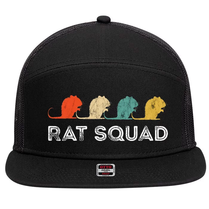 Rat Squad Retro Vintage Rat Owner Rodent Mouse Rat Lover 7 Panel Mesh Trucker Snapback Hat