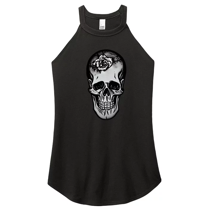 Rose Skull Women’s Perfect Tri Rocker Tank