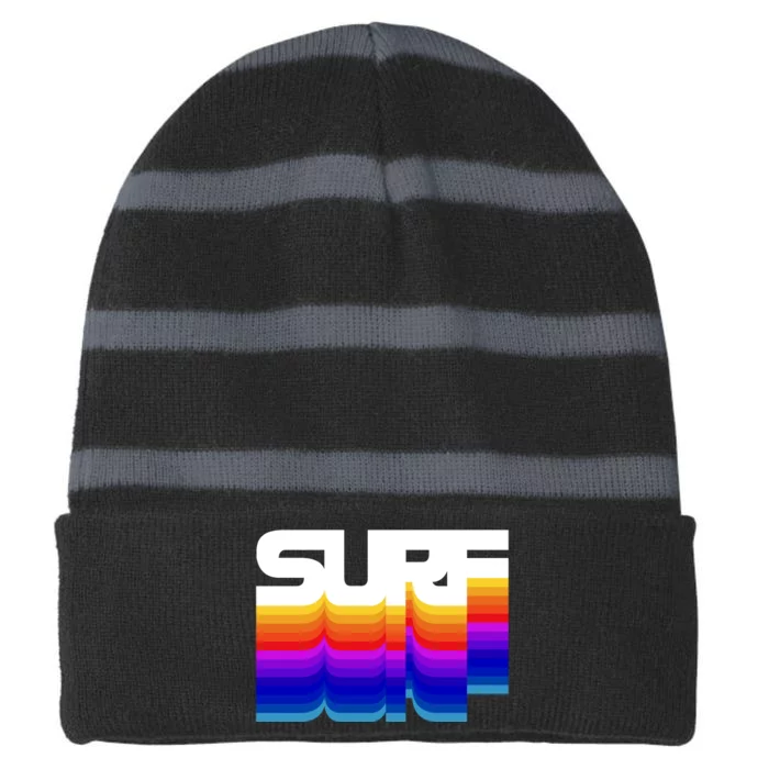 Retro Surf Striped Beanie with Solid Band