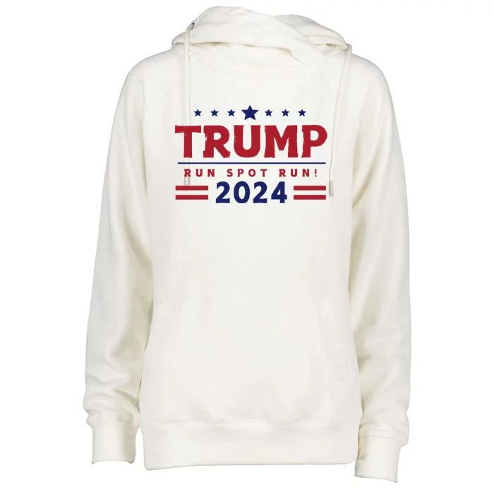 Run Spot Run Trump Womens Funnel Neck Pullover Hood