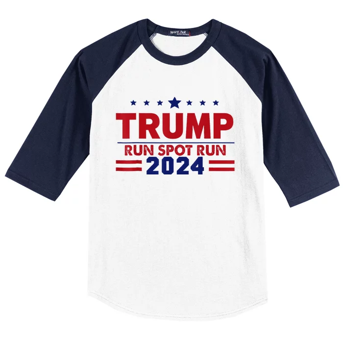 Run Spot Run! Funny Donald Trump Debate Quote 2024 Kamala Baseball Sleeve Shirt