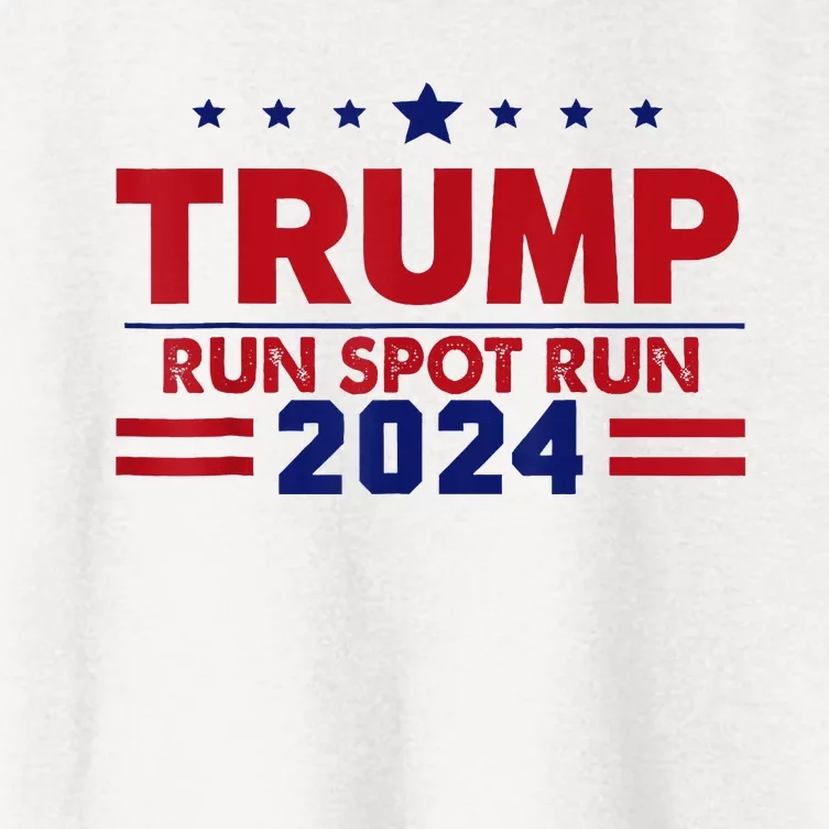 Run Spot Run! Funny Donald Trump Debate Quote 2024 Kamala Women's Crop Top Tee