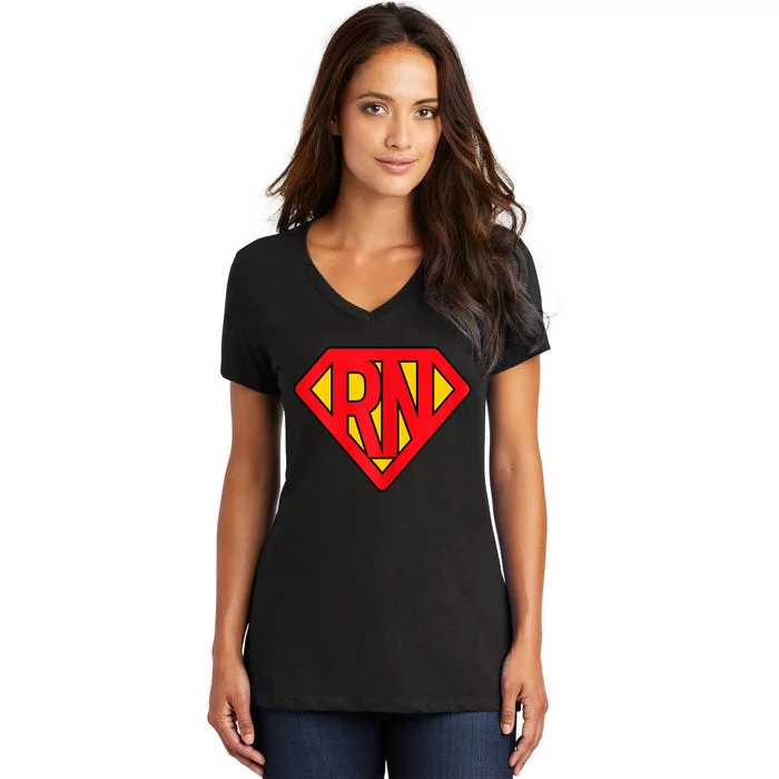 Rn Superhero Registered Nurse Hero Women's V-Neck T-Shirt