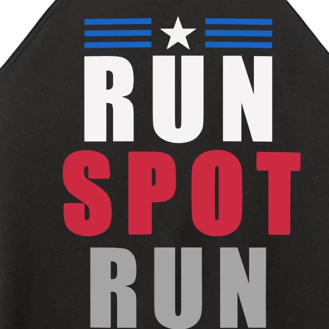 Run Spot Run Funny Women’s Perfect Tri Rocker Tank