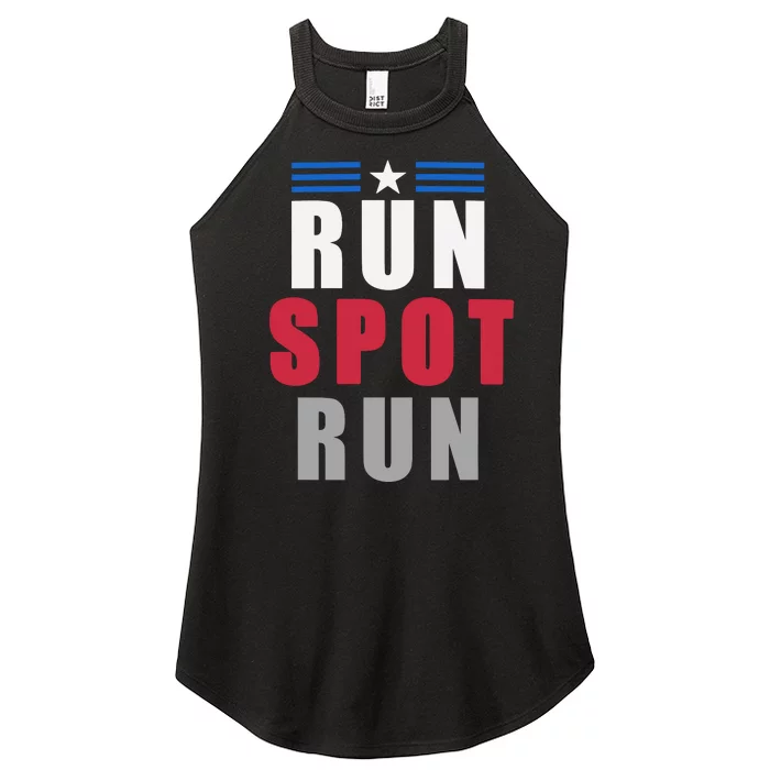 Run Spot Run Funny Women’s Perfect Tri Rocker Tank