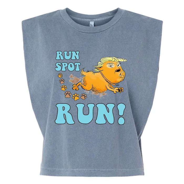 Run Spot Run Funny Run Spot Run Funny Trump Quote Garment-Dyed Women's Muscle Tee