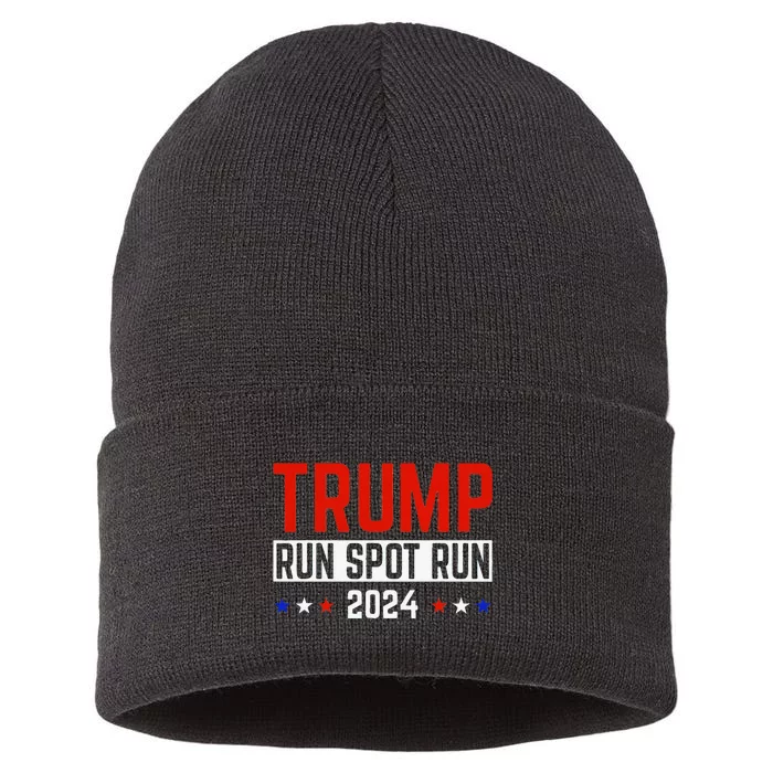 Run Spot Run Run Spot Run Trump 2024 Sustainable Knit Beanie