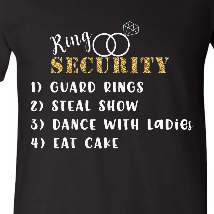 Ring Security Ring Bearer Wedding Duties List V-Neck T-Shirt