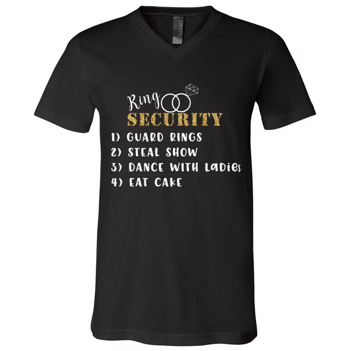 Ring Security Ring Bearer Wedding Duties List V-Neck T-Shirt