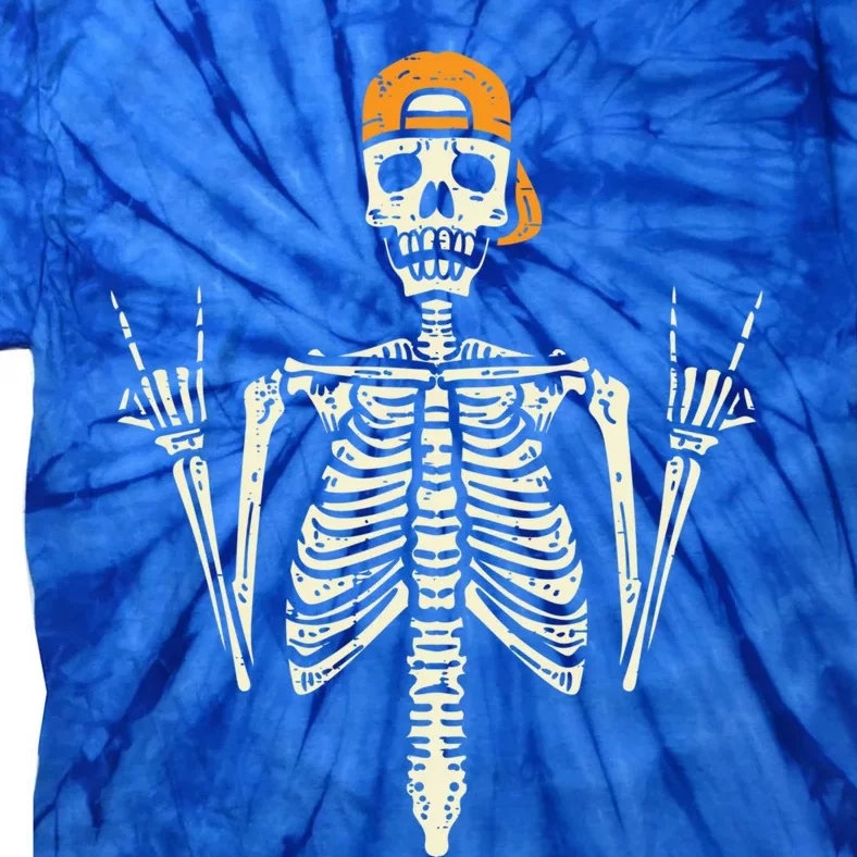 Rocker Skater Skeleton Cap Cool Halloween Punk Gift Tie-Dye T-Shirt